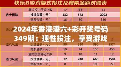 2024年香港港六+彩开奖号码349期:理性投注,享受游戏的乐趣